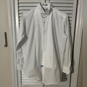 Southeastern Mens Tuxedo Shirt Sz S 30/31 White Button Up Pleated Poly Cotton
